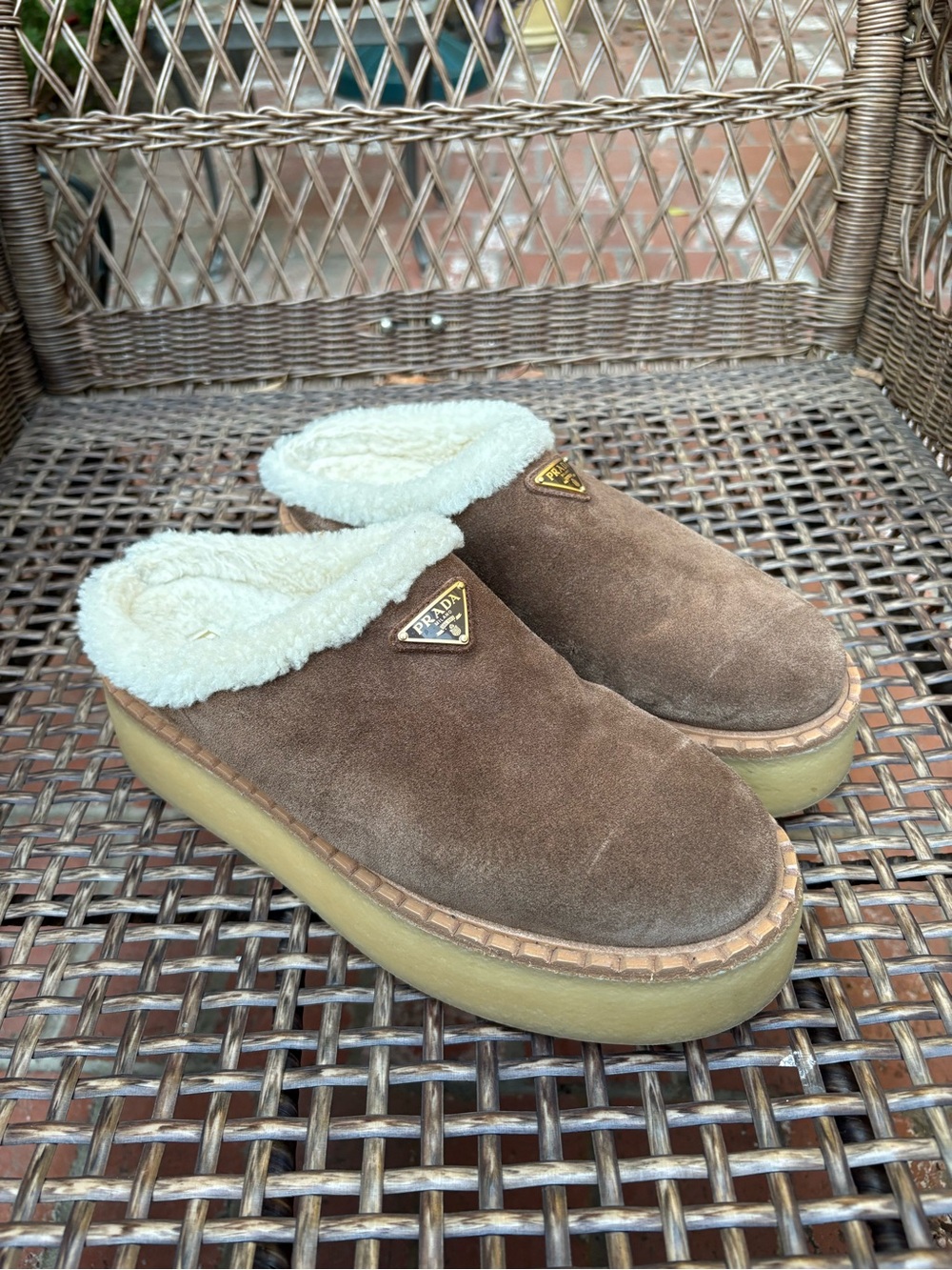 Prada Evolve Genuine Shearling Clog Brown - Picture 5 of 14